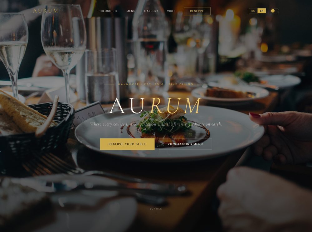 Aurum Fine Dining website