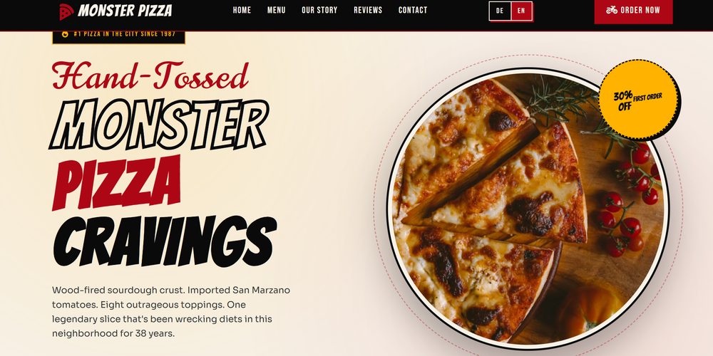 Möster Pizza website